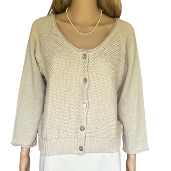 Sahalie Tan Buttoned Sweater - Picture 1 of 11